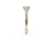 Cushion Cut Solitaire Engagement Ring Setting | Graduated Scattered Accents | Yellow Gold