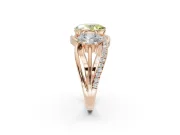 Oval Three Stone Split Shank Engagement Ring Setting for a Fancy Yellow Lab-Grown Diamond | Matching Sides | Rose Gold