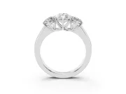 Three-Stone Marquise Cut Diamond Ring Set in White gold with Matching Prong Settings and Plain Band
