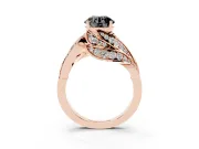 Round Bypass Hidden Halo Engagement Ring Setting for a Black Center | Graduated Pavé | Rose Gold