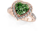 Heart-Shaped Milgrain Halo Engagement Ring Setting for a Fancy Green Lab-Grown Diamond | Pavé Shoulders | Rose Gold