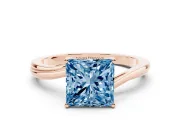 Princess Cut Bypass Solitaire Engagement Ring Setting for a Fancy Blue Lab-Grown Diamond | Rose Gold
