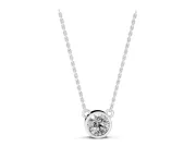 Round Lab-Grown Diamond Bezel Solitaire Pendant Necklace | Side Loop Bail | White Gold