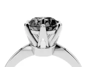 Fancy Black Round Cut Diamond Solitaire Engagement Ring Set in White gold with Slim Tapered Solitaire Band