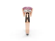 Radiant Cut Channel-Set Three Stone Engagement Ring Setting for a Fancy Pink Lab-Grown Diamond | Rose Gold
