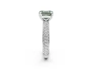 Asscher Cut Domed Pavé Engagement Ring Setting for a Fancy Green Lab-Grown Diamond | White Gold