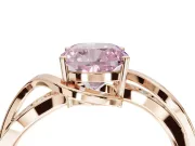 Cushion Cut Bypass Solitaire Engagement Ring Setting for a Fancy Pink Lab-Grown Diamond | Pavé Strands | Rose Gold