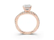 Asscher Cut Twisted Pavé Solitaire Engagement Ring Setting | Three-Strand Band | Rose Gold