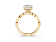 Asscher Cut Vintage Milgrain Solitaire Engagement Ring Setting | Bezel Accents | Yellow Gold