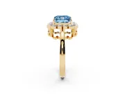 Princess Cut Halo Engagement Ring Setting for a Fancy Blue Lab-Grown Diamond | Yellow Gold - Design NV-24719