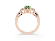 Fancy Green Marquise Cut Diamond Three-Stone Ring Set in Rose gold with Pavé Split Shank and Prong Setting