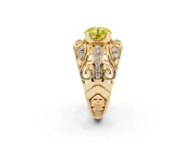 Round Art Deco Graduated Engagement Ring Setting for a Fancy Yellow Lab-Grown Diamond | Yellow Gold