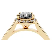 Pear-Shaped Halo Engagement Ring Setting for a Black Center | Plain Polished Band | Yellow Gold