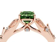 Emerald Cut Leaf Solitaire Engagement Ring Setting for a Fancy Green Lab-Grown Diamond | Rose Gold