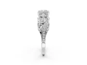 Cushion Cut Vintage Swirl Engagement Ring Setting | Bezel Side Accents | Platinum