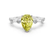 Pear-Shaped Bar Set Engagement Ring Setting for a Fancy Yellow Lab-Grown Diamond | Platinum