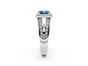 Asscher Cut Halo Engagement Ring Setting for a Fancy Blue Lab-Grown Diamond | Two-Row Pave Split Shank | Sterling Silver