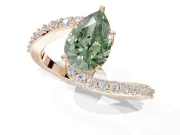 Pear-Shaped Bypass Pavé Engagement Ring Setting for a Fancy Green Lab-Grown Diamond | Rose Gold