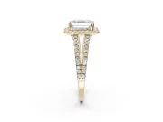 Asscher Cut Halo Split Shank Engagement Ring Setting | Pavé Shoulders | Yellow Gold