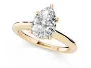 Pear-Shaped Cathedral Solitaire Engagement Ring Setting | Plain Band | Yellow Gold