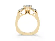 Heart-Shaped Three Stone Engagement Ring Setting | Plain Squared Band | Yellow Gold