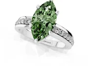 Marquise Channel Set Engagement Ring Setting for a Fancy Green Lab-Grown Diamond | Rope Collar | White Gold