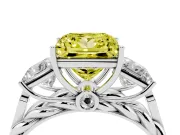 Fancy Yellow Princess Cut Diamond Three-Stone Ring Set in White gold with Braided Band