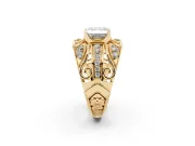 Asscher Cut Art Deco Graduated Pave Engagement Ring Setting | Split Shank | Yellow Gold