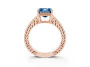 Asscher Cut Engraved Engagement Ring Setting for a Fancy Blue Lab-Grown Diamond | Rose Gold