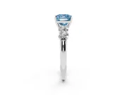 Princess Cut Five Stone Engagement Ring Setting for a Fancy Blue Lab-Grown Diamond | Plain Band | Sterling Silver