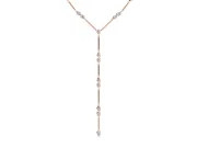 Pear-Shaped Lab-Grown Diamond Bezel Station Lariat Necklace | Polished Bar Links | Rose Gold