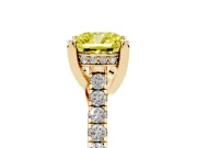 Cushion Cut Hidden Halo Pave Engagement Ring Setting for a Fancy Yellow Lab-Grown Diamond | Claw Prongs | Yellow Gold