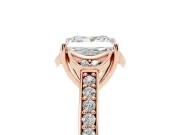 Princess Cut Floral Pavé Engagement Ring Setting | Petal Accents | Rose Gold