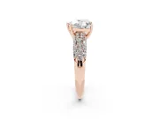 Heart-Shaped Multi Row Pave Solitaire Engagement Ring Setting | Domed Shoulders | Rose Gold
