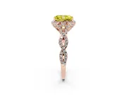Radiant Cut Milgrain Halo Engagement Ring Setting for a Fancy Yellow Lab-Grown Diamond | Graduated Shoulders | Rose Gold