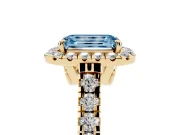 Emerald Cut Accented Halo Engagement Ring Setting for a Fancy Blue Lab-Grown Diamond | Yellow Gold