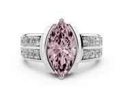 Marquise Half Bezel Engagement Ring Setting for a Fancy Pink Lab-Grown Diamond | Channel Band | Sterling Silver