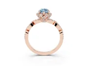 Marquise Milgrain Halo Engagement Ring Setting for a Fancy Blue Lab-Grown Diamond | Graduated Shoulders | Rose Gold