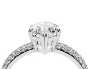 Marquise Three Row Pave Solitaire Engagement Ring Setting | Double Claw Prongs | White Gold