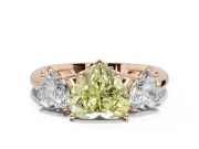 Heart-Shaped Three Stone Engagement Ring Setting for a Fancy Yellow Lab-Grown Diamond | Plain Band | Rose Gold
