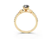 Pear-Shaped Leaf Pavé Engagement Ring Setting for a Black Center | Yellow Gold