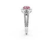 Round Petal Frame Floral Halo Engagement Ring Setting for a Fancy Pink Lab-Grown Diamond | Pavé Split Shank | White Gold