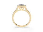 Asscher Cut Pavé Halo Engagement Ring Setting | Yellow Gold
