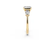 Princess Cut Three-Stone Engagement Ring Setting for a Black Center | Pear Side Stones | Yellow Gold