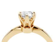 Pear Cut Diamond Solitaire Engagement Ring Set in Yellow gold with Slim Tapered Solitaire Band