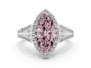 Marquise Split Shank Halo Engagement Ring Setting for a Fancy Pink Lab-Grown Diamond | White Gold