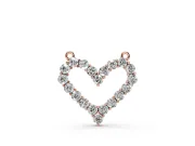 Round Lab-Grown Diamond Open Heart Pendant Necklace | Fixed Between Chains | Rose Gold