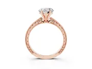 Heart-Shaped Engraved Solitaire Engagement Ring Setting | Milgrain Edges | Rose Gold
