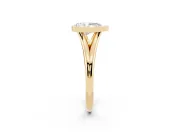 Bezel Set Pear Cut Diamond Solitaire Ring Set in Yellow gold with Tapered Band