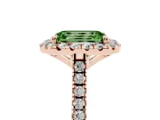 Emerald Cut Halo Engagement Ring Setting for a Fancy Green Lab-Grown Diamond | Tapered Band | Rose Gold